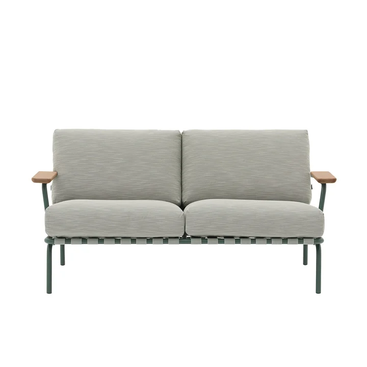 Muuto - Settle 2-zitsbank voor buiten, groen/donkergroen (stof Ribbed Weave 2)
