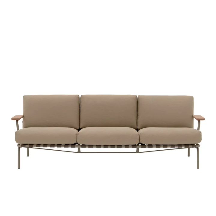 Muuto - Settle 3-zitsbank voor buiten, bruin / taupe (stof Ribbed Weave 5)