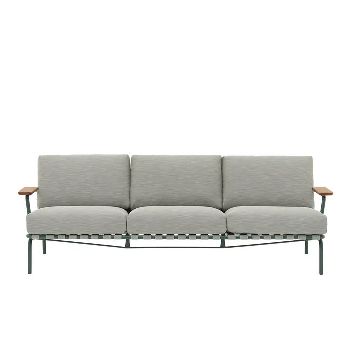 Muuto - Settle 3-zitsbank voor buiten, groen/donkergroen (stof Ribbed Weave 2)