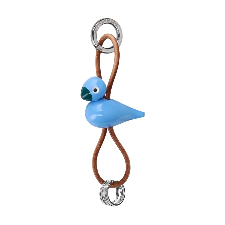 Kay Bojesen - Sleutelhanger vogel, metaal, natuurleer blauw