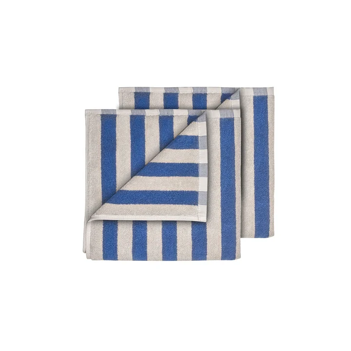 Blomus - Arto Gastendoek, 50 x 30 cm, brede strepen, moonbeam / mazarine blauw (set van 2)