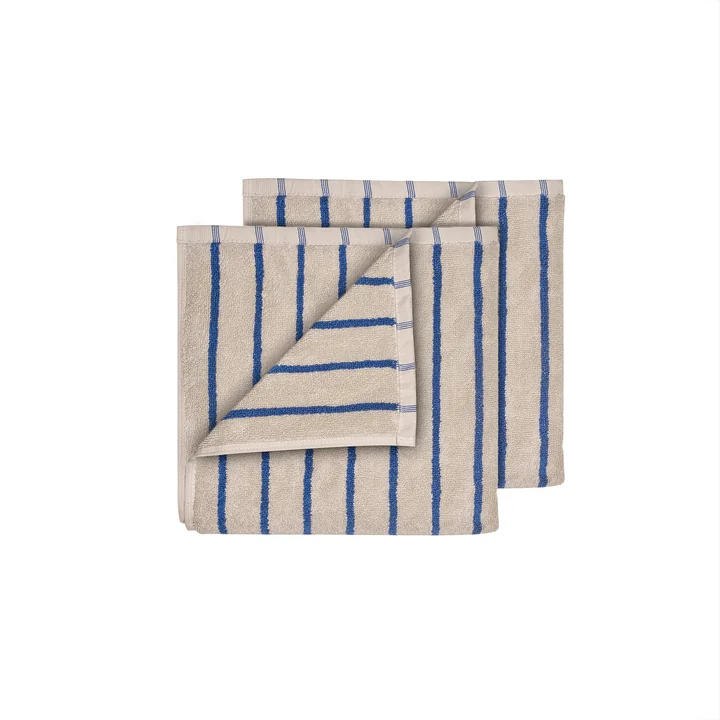 Blomus - Arto Gastendoek, 50 x 30 cm, dunne strepen, moonbeam / mazarine blauw (set van 2)