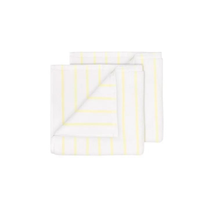 Blomus - Arto Gastendoek, 50 x 30 cm, dunne strepen, wit / transparant geel (set van 2)