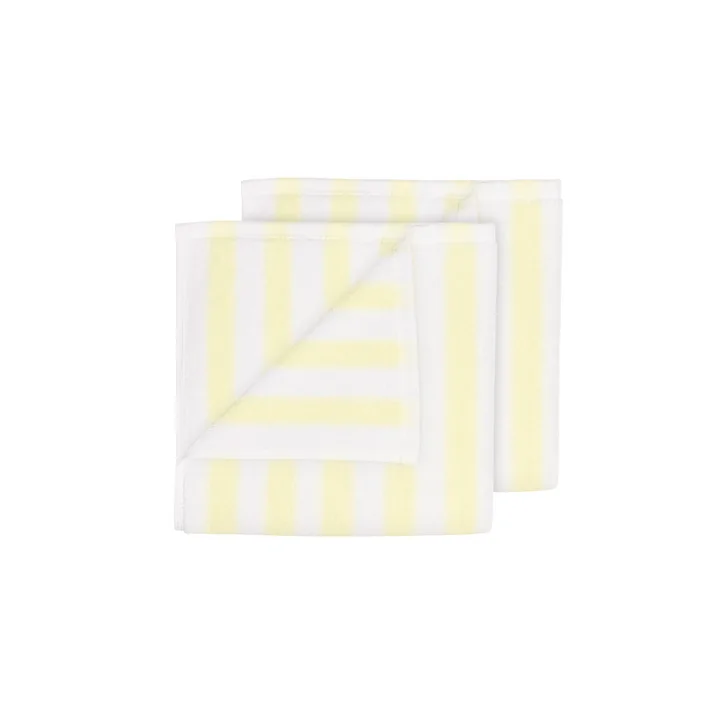 Blomus - Arto Gastendoek, 50 x 30 cm, brede strepen, wit / transparant geel (set van 2)
