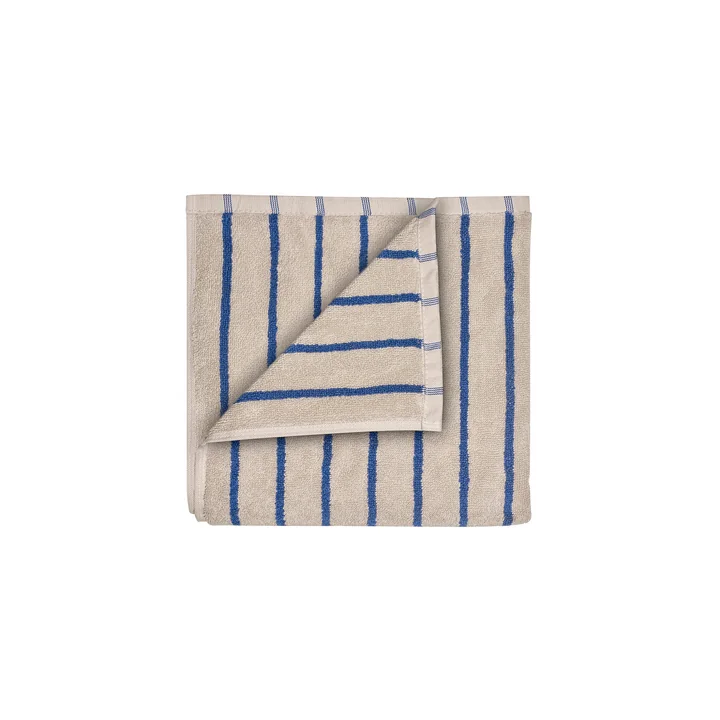 Blomus - Arto Handdoek 100 x 50 cm, dunne strepen, moonbeam / mazarine blauw