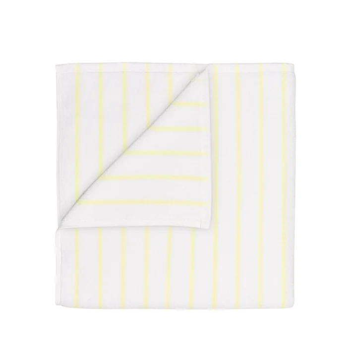 Blomus - Arto Badhanddoek, 140 x 70 cm, dunne strepen, wit / transparant geel