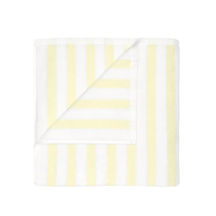 Blomus - Arto Badhanddoek, 140 x 70 cm, brede strepen, wit / transparant geel