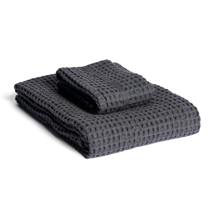 The Organic Company - Big Waffle Handdoek, geschenkset, donkergrijs