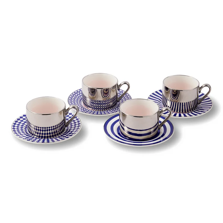 POLSPOTTEN - Serie Aunty (set van 4), koffiekopjes met schotel, veelkleurig
