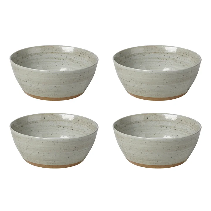 Broste Copenhagen - Grød -schaal, Ø 16 x H 6,5 cm, zandkleur (set van 4)