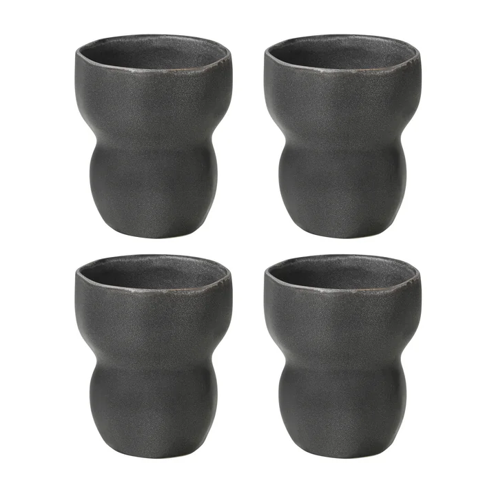 Broste Copenhagen - Limfjord -beker 350 ml, donkergrijs (set van 4)