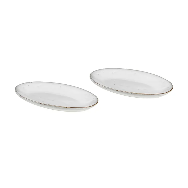 Broste Copenhagen - Nordic Sand Ovale serveerschaal S, 22 x 13,6 cm (set van 2)