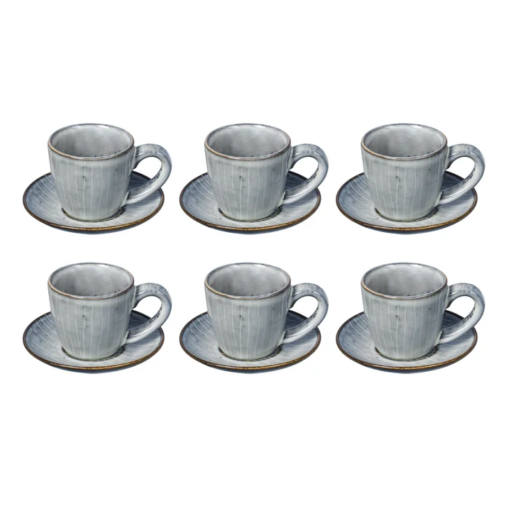 Broste Copenhagen - Nordic Sea espressokopje met schoteltje, 5 cl, soft blue (set van 6)