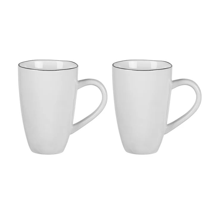 Broste Copenhagen - Salt -beker met oor, 30 cl, wit/zwart (set van 2)