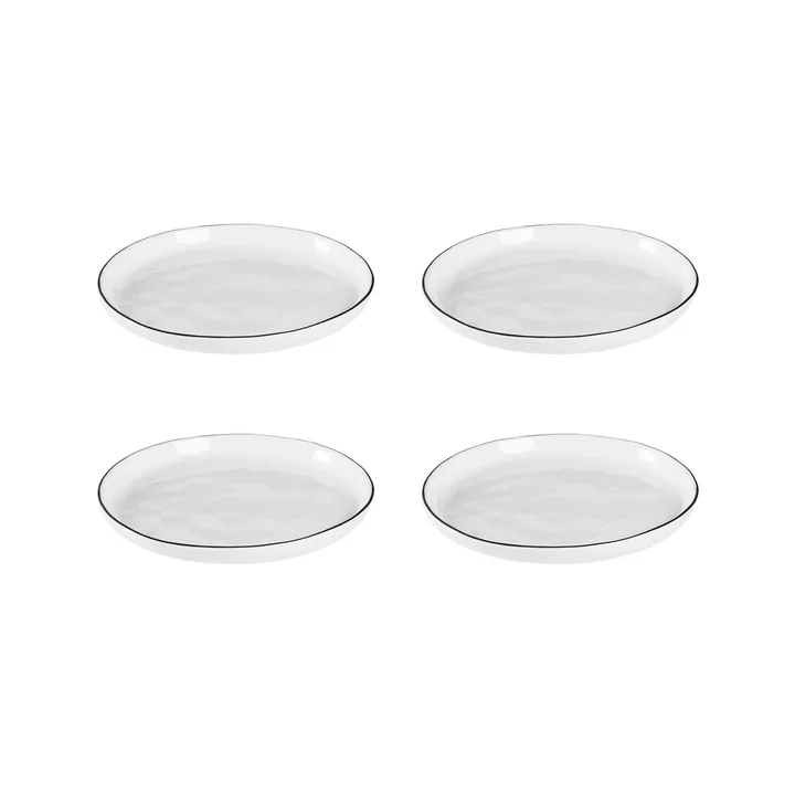 Broste Copenhagen - Salt -bijgerechtenbordjes, Ø 13,8 cm, wit/zwart (set van 4)