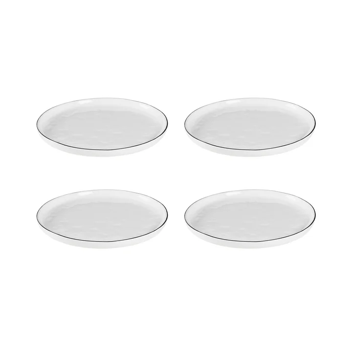 Broste Copenhagen - Salt dessertbordjes, Ø 18 cm, wit/zwart (set van 4)