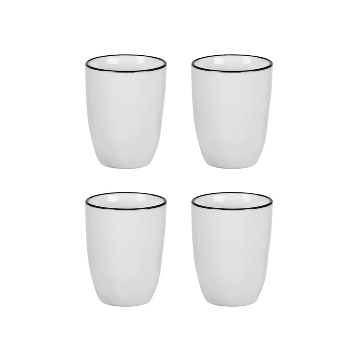 Broste Copenhagen - Salt espressokopje 10 cl, wit / zwart (set van 4)