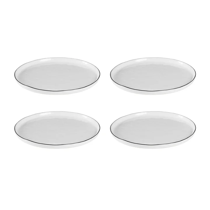 Broste Copenhagen - Ontbijtbord ' Salt ' Ø 22 cm, wit/zwart (set van 4)