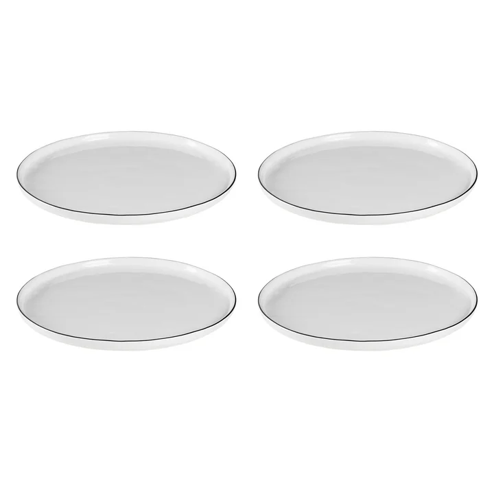 Broste Copenhagen - Salt -dinerborden Ø 28 cm, wit/zwart (set van 4)
