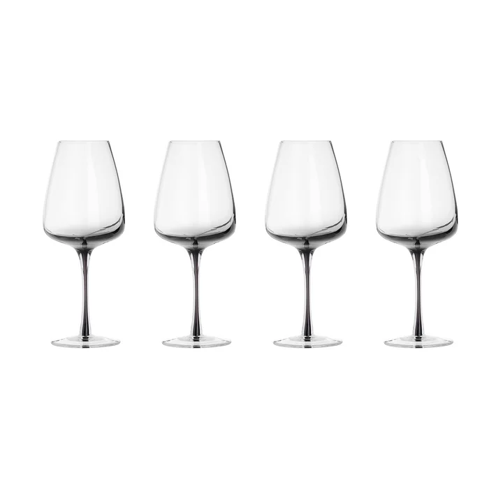 Broste Copenhagen - Smoke -wittewijnglas, 400 ml, grijs (set van 4)