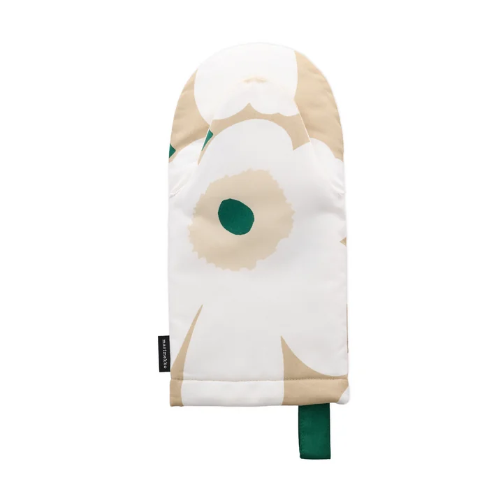 Marimekko - Pieni Unikko Ovenwant, zand / wit / hooi / smaragd