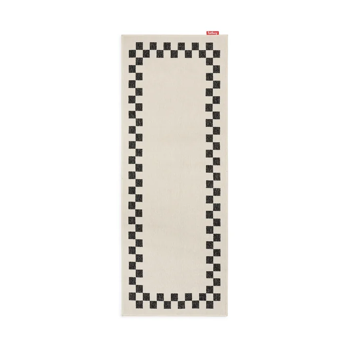 Fatboy - Carpretty Vloerkleed voor buiten, Catwalk, geruite rand, 80 x 200 cm, antraciet/crème