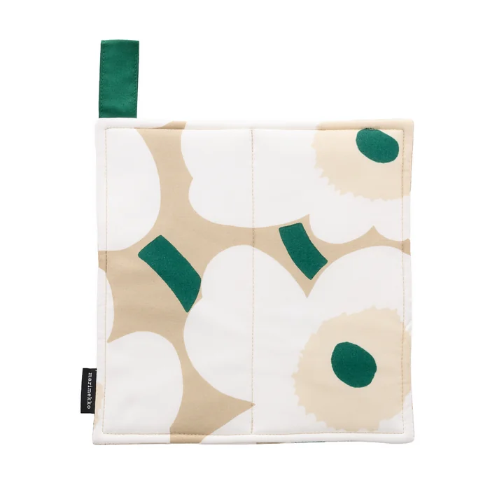 Marimekko - Pieni Unikko Pannenlappen, zand / wit / hooi / smaragd
