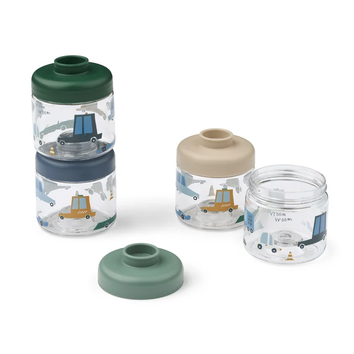 LIEWOOD - Dominique Snackbox, Cars / Sandy (set van 4)