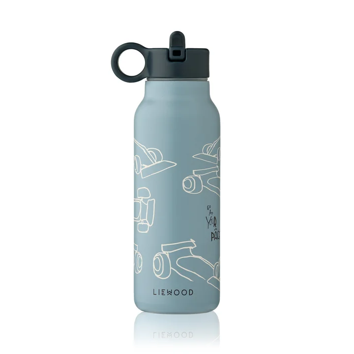 LIEWOOD - Falk-waterfles, 350 ml, Race cars / beach blue