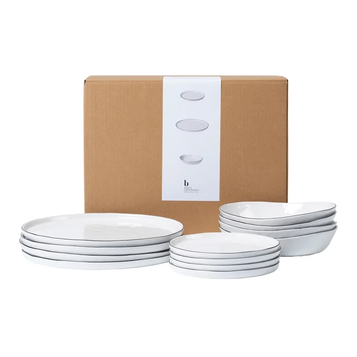 Broste Copenhagen - Salt serviesmiddagset, wit / zwart