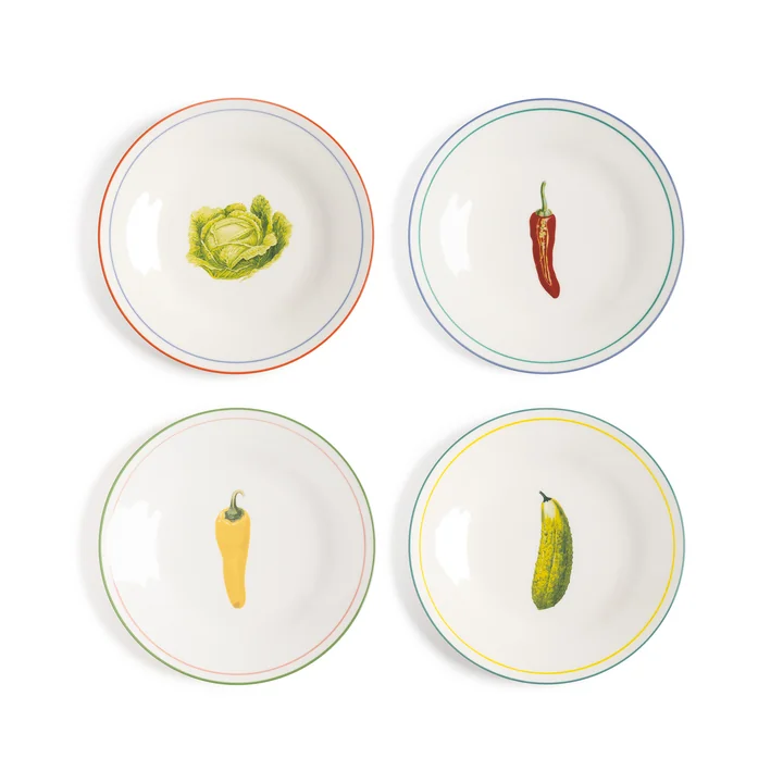 & klevering - Borden ' Vegetable ', set van 4
