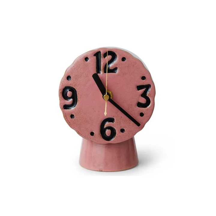 HKliving - Retro keramisch horloge, roze