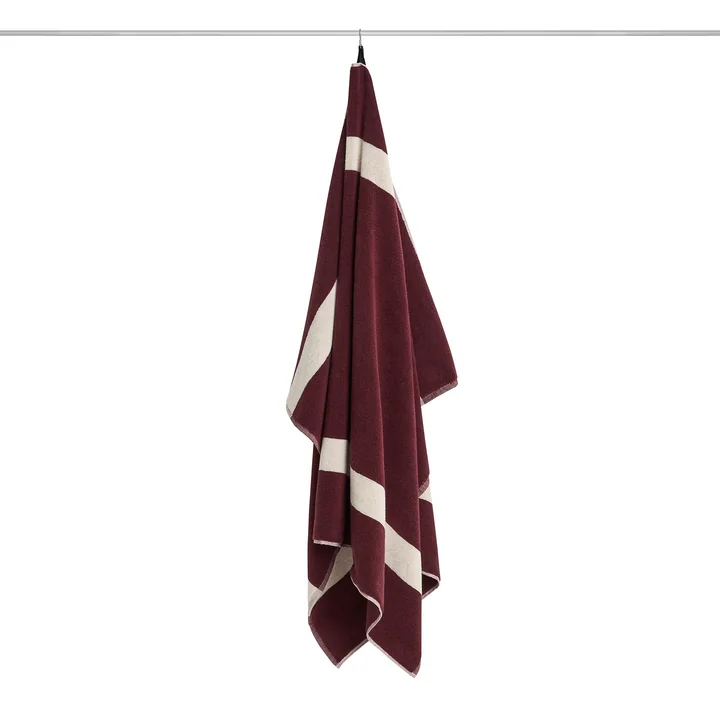 HAY - Stripe badhanddoek 100 x 150 cm, bordeauxrood