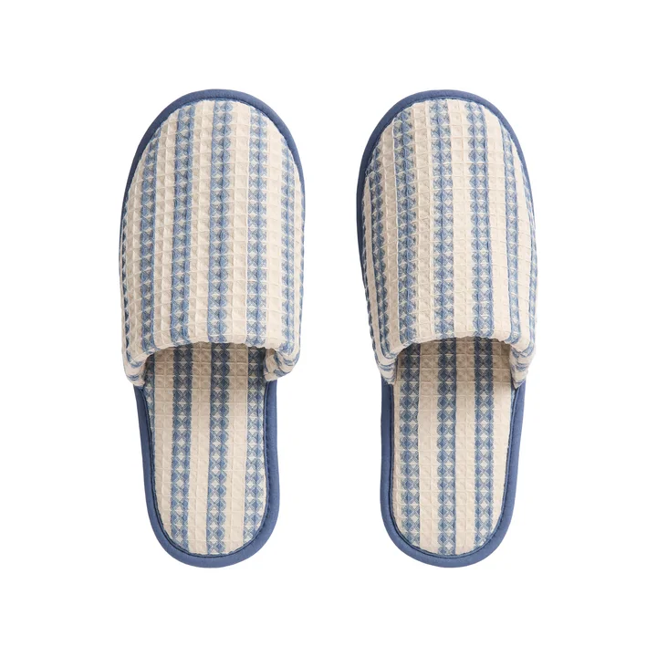 HAY - Waffle -pantoffels, gestreept, dusty blue