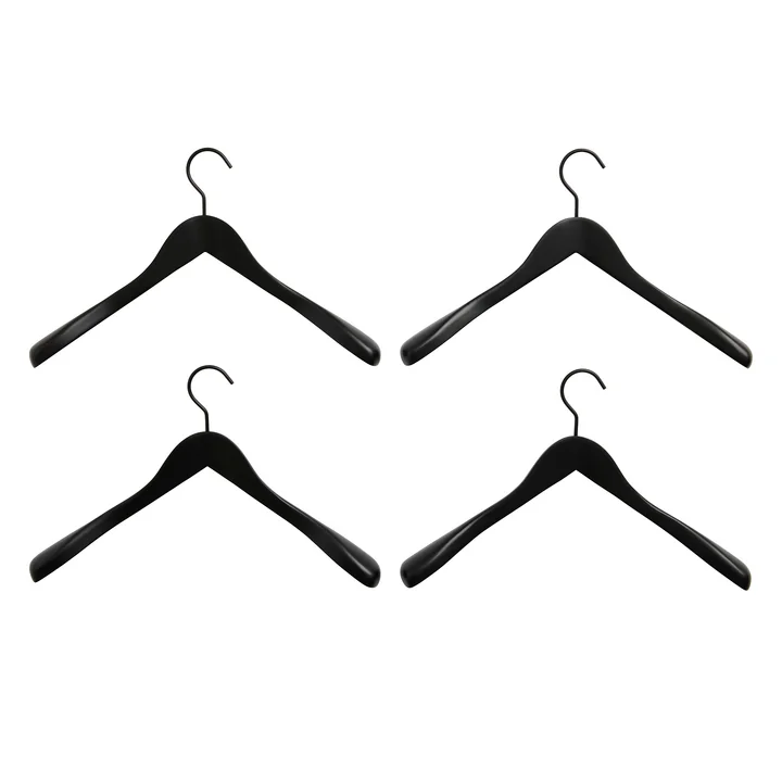 HAY - Smooth Coat kledinghanger, breed, zwart (set van 4)