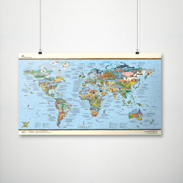 Reisplan/Bucketlist van Awesome Maps met muurbevestiging