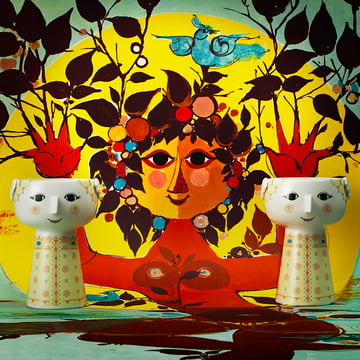 Eva vaas H 15 cm van Bjørn Wiinblad in geel