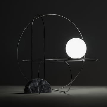 Setareh LED tafellamp van FontanaArte in chroom / zwart