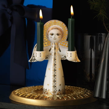 Lucia kandelaar voor twee kaarsen van Bjørn Wiinblad in goud