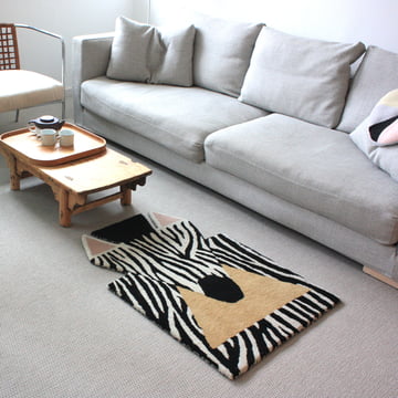 Zebra 100 x 70 cm tapijt van EO Denemarken in zwart / wit / beige