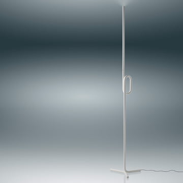 De Tobia LED-bodemlamp van Foscarini in het wit heeft een expressieve vorm.
