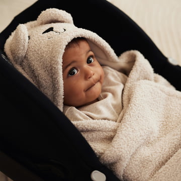 Wikkeldeken voor baby-autostoeltje, Bear Bouclé, havermout van Jollein