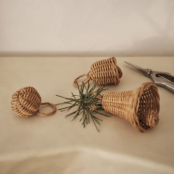 Gevlochten bel kerstballen, naturel (set van 3) by ferm Living