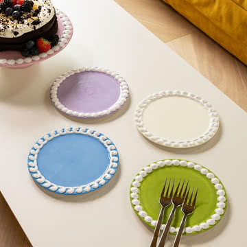 Zweep #2 bord Ø 17 cm, multi (set van 4) by & klevering