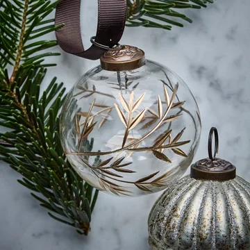 House Doctor - Leaf Ornament, Ø 7,5 cm, helder/goud