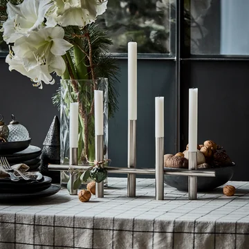 House Doctor - Maxi45 kandelaar, H 20 x L 45 cm, antiek zilver