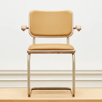 Thonet - S 64 P Nordic Fauteuil, nickelsilver / geolied eiken, wit gepigmenteerd / light caramel (JS. by Jil Sander)