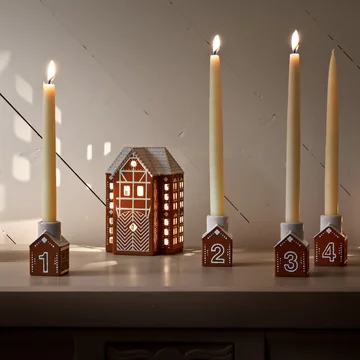 Kähler Design - Adventskaarsenhouder peperkoek, bruin (set van 4)