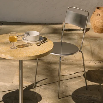 Frama - Petit Rond stoel, geborsteld roestvrij staal