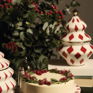 Alessi - Delight snoepblik, wit / rood / goud